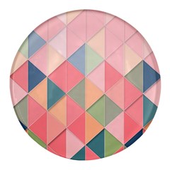 Background Geometric Triangle Round Glass Fridge Magnet (4 Pack) by uniart180623