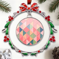 Background Geometric Triangle Metal X mas Wreath Ribbon Ornament by uniart180623