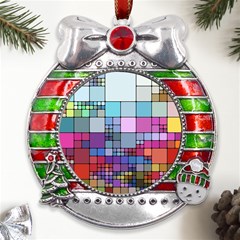 To Dye Abstract Visualization Metal X mas Ribbon With Red Crystal Round Ornament