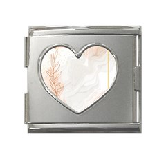 Leaves Marble Frame Background Mega Link Heart Italian Charm (18mm) by uniart180623