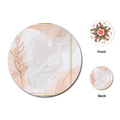 Leaves Marble Frame Background Playing Cards Single Design (round) by uniart180623