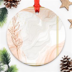 Leaves Marble Frame Background Round Ornament (two Sides) by uniart180623