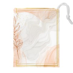 Leaves Marble Frame Background Drawstring Pouch (4xl) by uniart180623