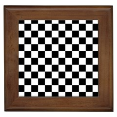 Black White Checker Pattern Checkerboard Framed Tile by uniart180623