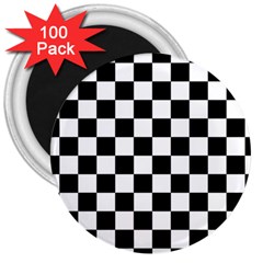 Black White Checker Pattern Checkerboard 3  Magnets (100 Pack) by uniart180623