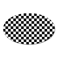 Black White Checker Pattern Checkerboard Oval Magnet by uniart180623