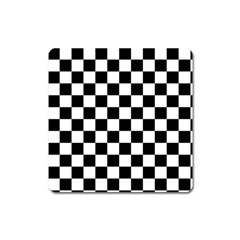 Black White Checker Pattern Checkerboard Square Magnet by uniart180623