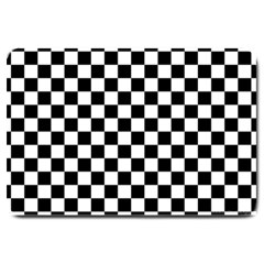 Black White Checker Pattern Checkerboard Large Doormat by uniart180623