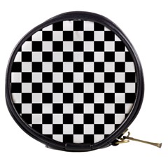 Black White Checker Pattern Checkerboard Mini Makeup Bag by uniart180623