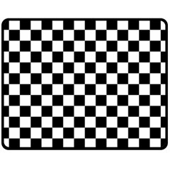 Black White Checker Pattern Checkerboard Two Sides Fleece Blanket (medium) by uniart180623