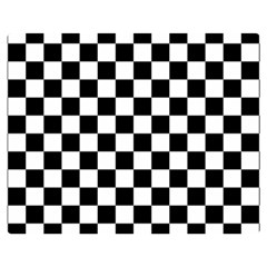 Black White Checker Pattern Checkerboard Two Sides Premium Plush Fleece Blanket (medium) by uniart180623