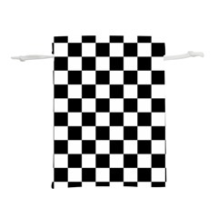 Black White Checker Pattern Checkerboard Lightweight Drawstring Pouch (s) by uniart180623