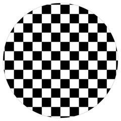 Black White Checker Pattern Checkerboard Round Trivet by uniart180623