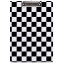 Black White Checker Pattern Checkerboard A4 Acrylic Clipboard by uniart180623