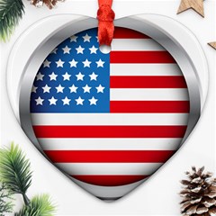 United Of America Usa Flag Ornament (heart)