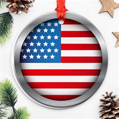 United Of America Usa Flag Round Ornament (two Sides)