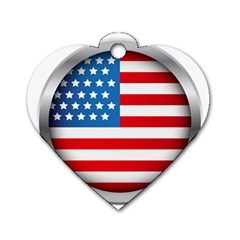 United Of America Usa Flag Dog Tag Heart (two Sides) by Celenk