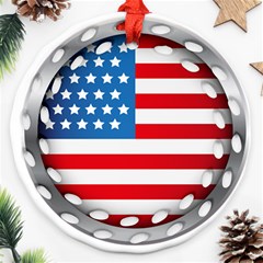 United Of America Usa Flag Ornament (round Filigree)