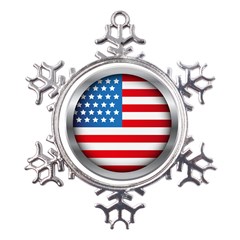 United Of America Usa Flag Metal Large Snowflake Ornament by Celenk