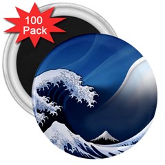 The Great Wave Off Kanagawa 3  Magnets (100 Pack) by Grandong