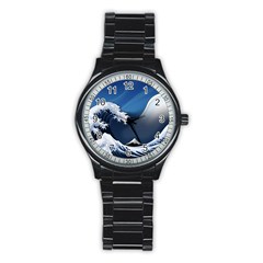 The Great Wave Off Kanagawa Stainless Steel Round Watch by Grandong