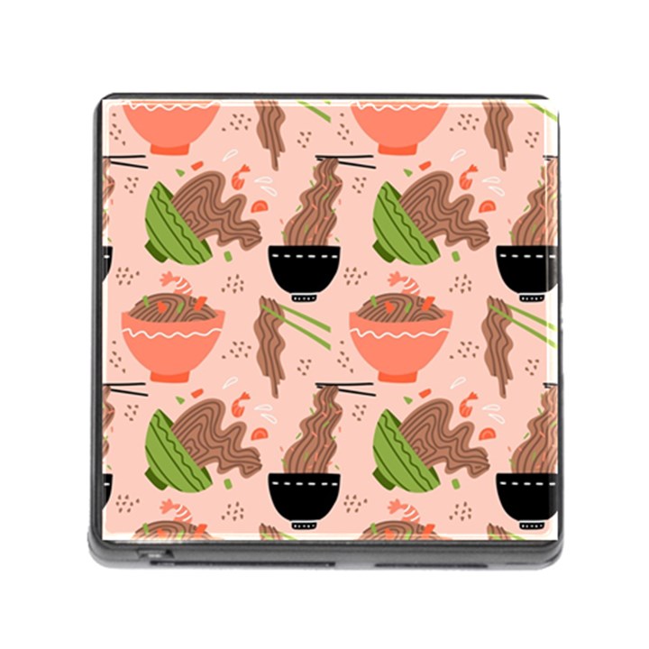 Doodle Yakisoba Seamless Pattern Background Cartoon Japanese Street Food Memory Card Reader (Square 5 Slot)