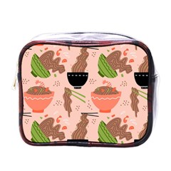 Doodle Yakisoba Seamless Pattern Background Cartoon Japanese Street Food Mini Toiletries Bag (one Side) by Grandong