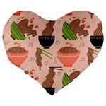 Doodle Yakisoba Seamless Pattern Background Cartoon Japanese Street Food Large 19  Premium Heart Shape Cushions Back