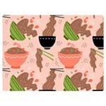 Doodle Yakisoba Seamless Pattern Background Cartoon Japanese Street Food Premium Plush Fleece Blanket (Extra Small) 40 x30  Blanket Front