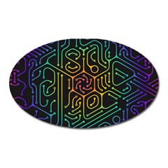 Circuit Hexagonal Geometric Pattern Background Pattern Oval Magnet by Ndabl3x