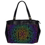 Circuit Hexagonal Geometric Pattern Background Pattern Oversize Office Handbag (2 Sides) Front