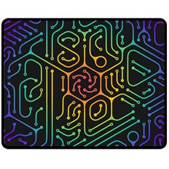 Circuit Hexagonal Geometric Pattern Background Pattern Two Sides Fleece Blanket (medium) by Ndabl3x