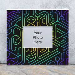 Circuit Hexagonal Geometric Pattern Background Pattern White Wall Photo Frame 5  X 7  by Ndabl3x