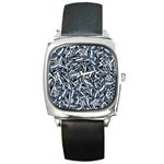 Cobalt Kaleidoscope Print Pattern Design Square Metal Watch Front