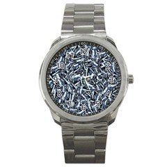 Cobalt Kaleidoscope Print Pattern Design Sport Metal Watch by dflcprintsclothing