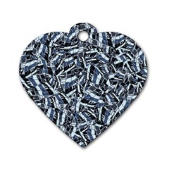 Cobalt Kaleidoscope Print Pattern Design Dog Tag Heart (one Side) by dflcprintsclothing