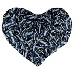 Cobalt Kaleidoscope Print Pattern Design Large 19  Premium Heart Shape Cushions by dflcprintsclothing