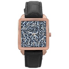 Cobalt Kaleidoscope Print Pattern Design Rose Gold Leather Watch  by dflcprintsclothing