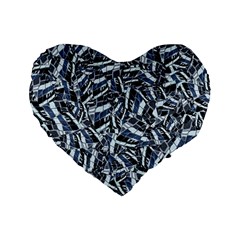 Cobalt Kaleidoscope Print Pattern Design Standard 16  Premium Flano Heart Shape Cushions by dflcprintsclothing