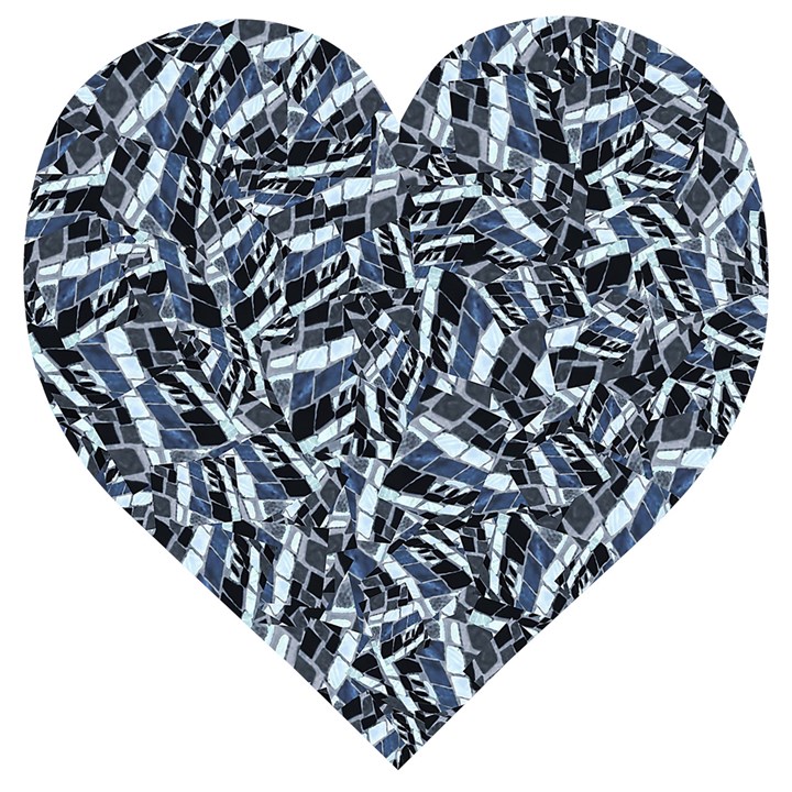 Cobalt Kaleidoscope Print Pattern Design Wooden Puzzle Heart