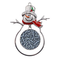 Cobalt Kaleidoscope Print Pattern Design Metal Snowman Ornament by dflcprintsclothing