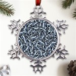 Cobalt Kaleidoscope Print Pattern Design Metal Large Snowflake Ornament Front