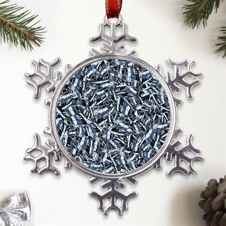 Cobalt Kaleidoscope Print Pattern Design Metal Large Snowflake Ornament