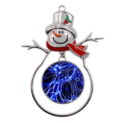 Lines Flash Light Mystical Fantasy Metal Snowman Ornament by Dutashop