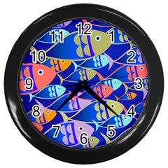 Sea Fish Illustrations Wall Clock (black) by Mariart