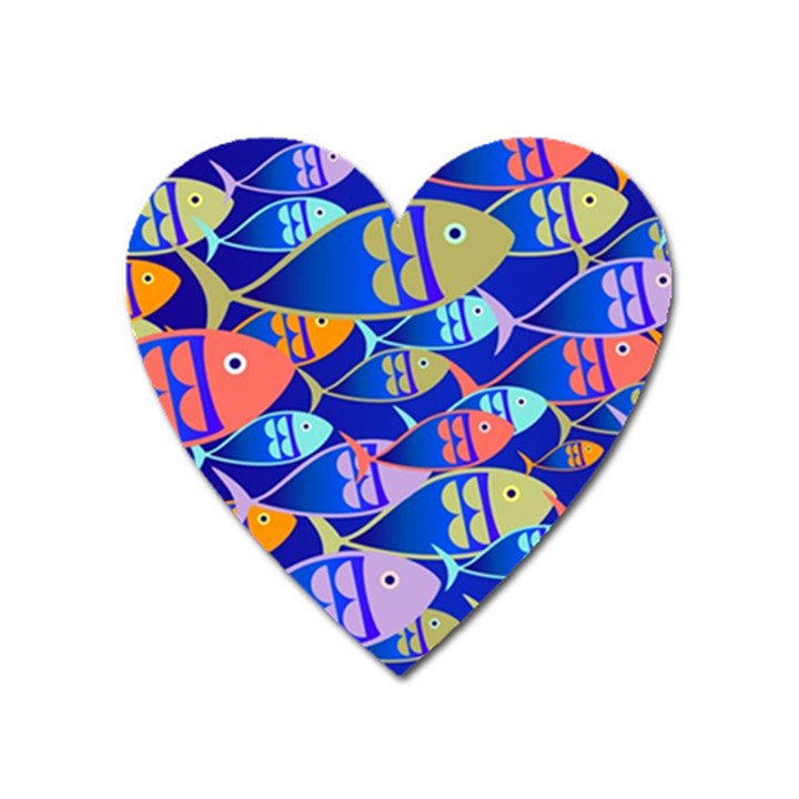 Sea Fish Illustrations Heart Magnet