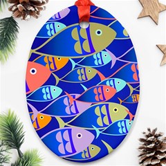 Sea Fish Illustrations Oval Ornament (two Sides) by Mariart