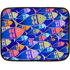 Sea Fish Illustrations Two Sides Fleece Blanket (mini) by Mariart