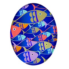 Sea Fish Illustrations Oval Glass Fridge Magnet (4 Pack) by Mariart