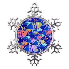 Sea Fish Illustrations Metal Large Snowflake Ornament by Mariart